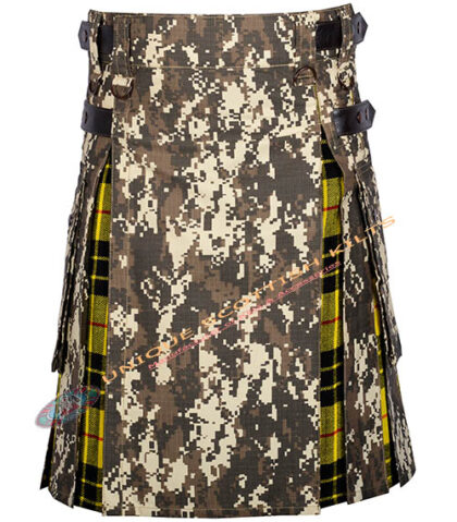 Handmade Multi Camo With Macleod of Lewis Tartan Hybrid Utility Kilt