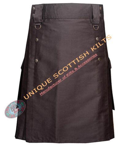 Brown Cotton Utility Kilt Tactical Style Kilt