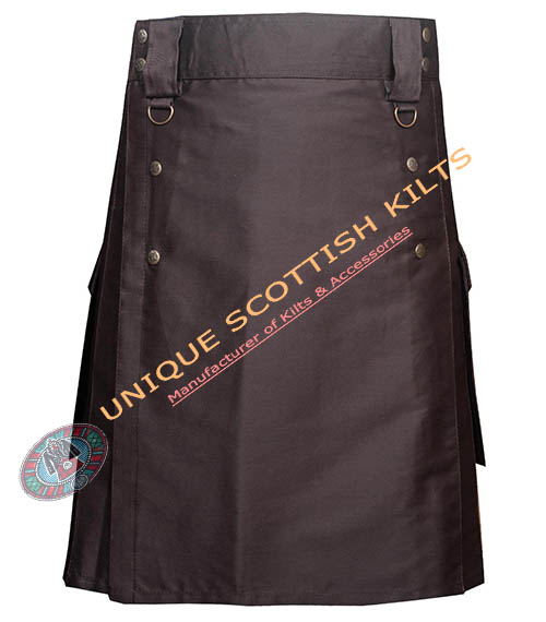 Brown Cotton Utility Kilt Tactical Style Kilt