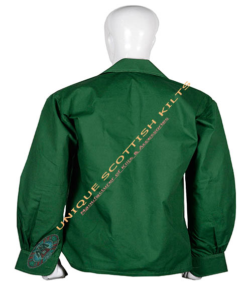 Handmade Scottish Jacobite Green Ghillie Kilt Shirt Custom Made - Image 3