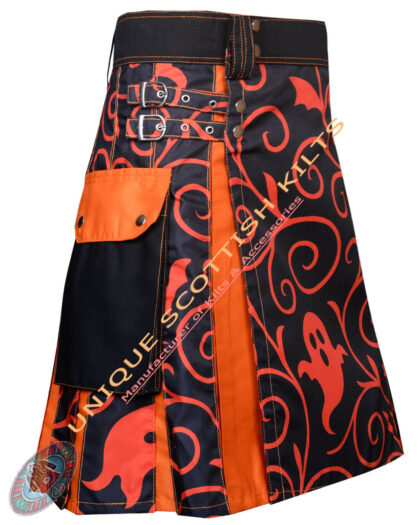 Handmade Halloween Utility Kilt With Adjustable Silver Buckles