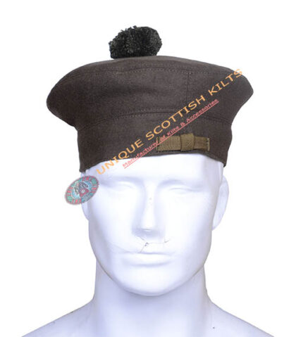 Premium Handmade Wool Blend Scottish Piper Brown Canadian Tam O'shanter Balmoral Hat Kilt Cap