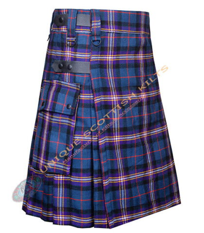 Masonic Tartan Utility Kilt With Adjustable Leather Straps