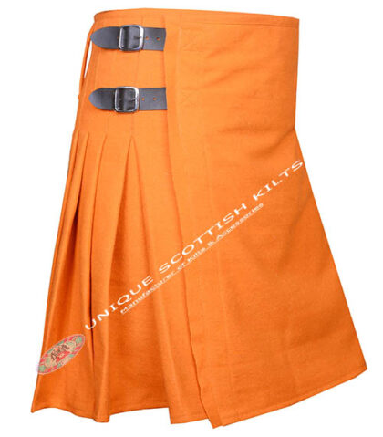 Handmade Traditional 8 Yard Orange Wool Kilt
