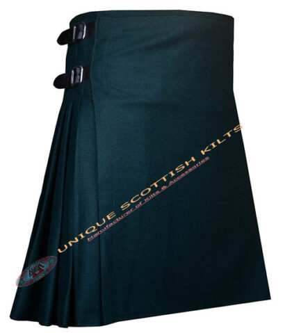 Handmade Traditional 8 Yard Solid Green Wool Kilt