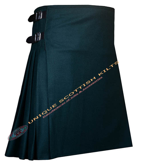 1 Handmade Traditional 8 Yard Solid Green Wool Kilt