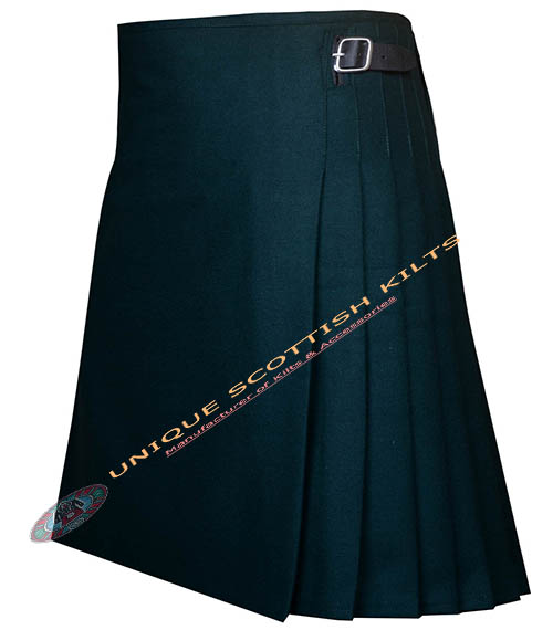 2 Handmade Traditional 8 Yard Solid Green Wool Kilt - Image 3