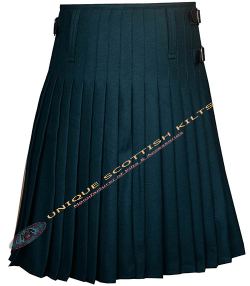 3 Handmade Traditional 8 Yard Solid Green Wool Kilt - Image 2