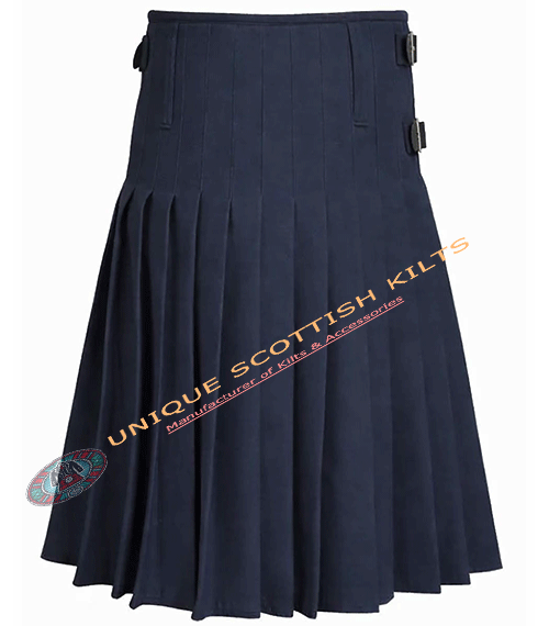 Handmade Traditional 8 Yard Navy Blue Wool Kilt - Image 2