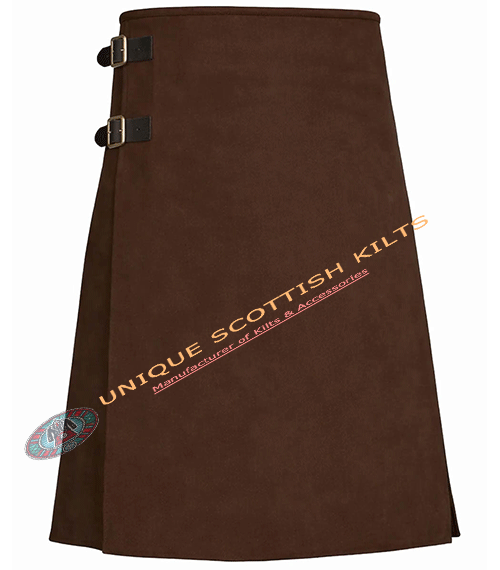 Handmade Traditional 8 Yard Brown Wool Kilt - Image 2