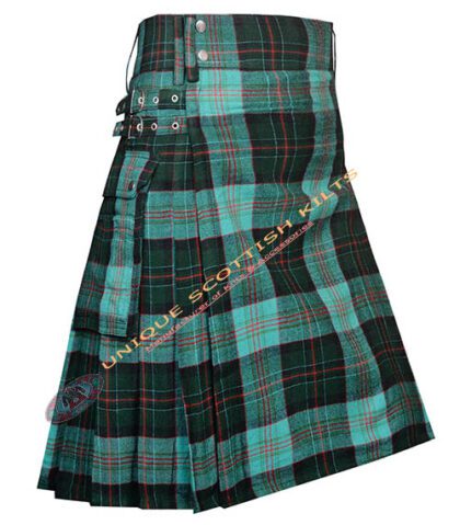 munster irish tartan utility kilt with adjustable buckles