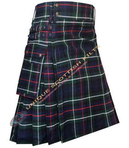 mackenzie modern tartan utility kilt with adjustable buckles