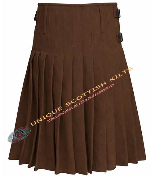 Handmade Traditional 8 Yard Brown Wool Kilt - Image 3