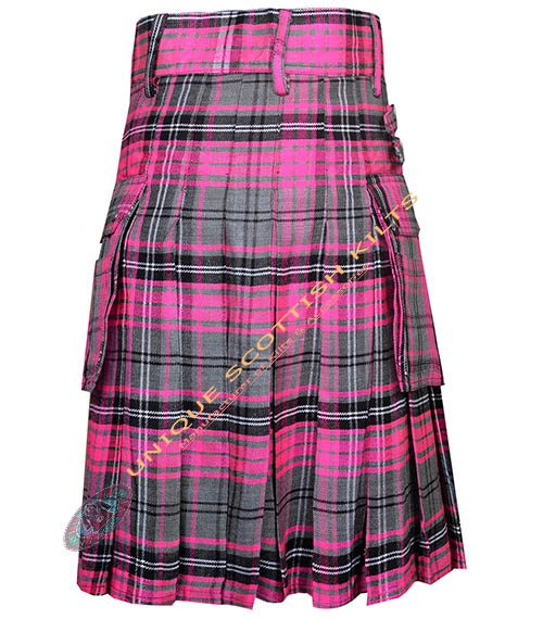 alisa pink tartan utility kilt with adjustable buckles alisa pink tartan utility kilt with adjustable buckles
