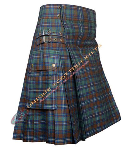 county kerry tartan utility kilt with adjustable buckles