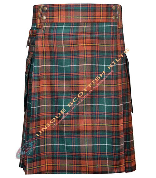 county meath tartan utility kilt with adjustable buckles
