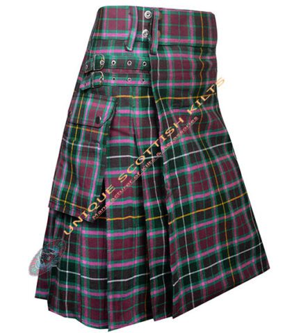 gala water tartan utility kilt with adjustable buckles