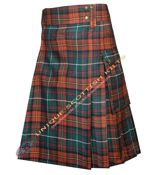 county meath tartan utility kilt with adjustable buckles