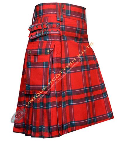 munster irish tartan utility kilt with adjustable buckles
