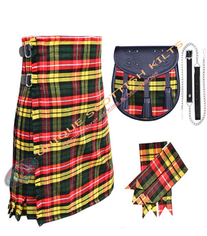 buchanan tartan 8 yard kilt 3 pcs deal