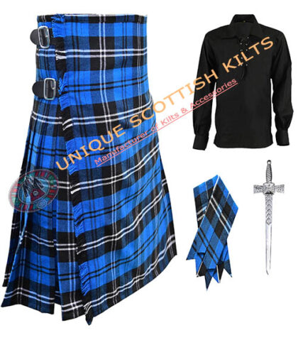 ramsey blue tartan 8 yard kilt 4 pcs deal