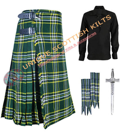 st patrick tartan 8 yard kilt 4 pcs deal