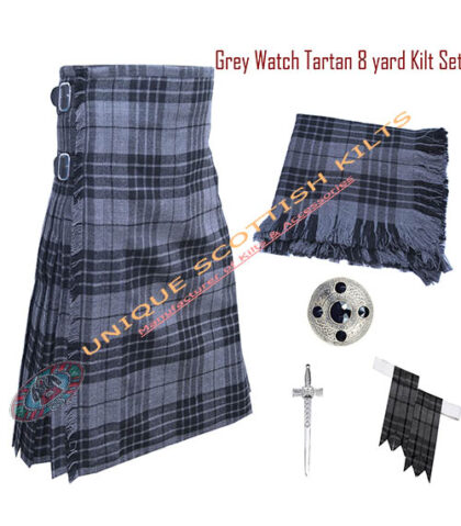 grey watch tartan 8 yard kilt