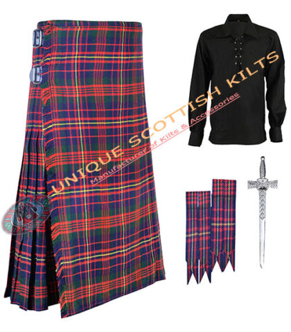 camel thompson tartan 8 yard kilt 4 pcs deal