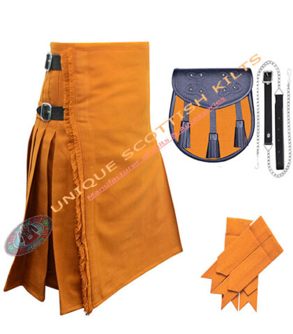 saffron tartan 8 yard kilt 3 pcs deal