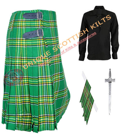 irish tartan 8 yard kilt 4 pcs deal