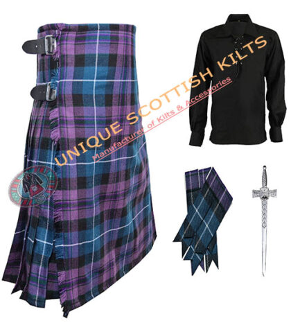 pride of scotland tartan 8 yard kilt 4 pcs deal