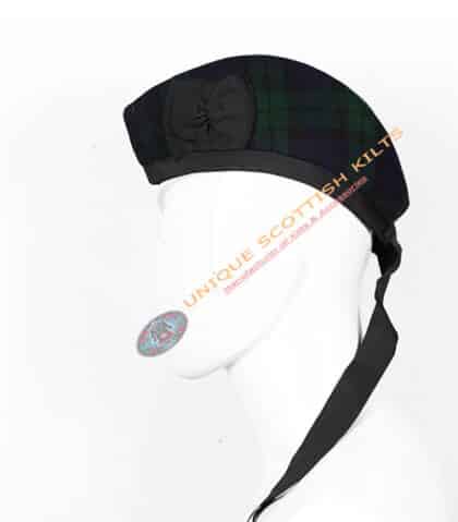 black watch weathered tartan glengarry scottish bonnet hat