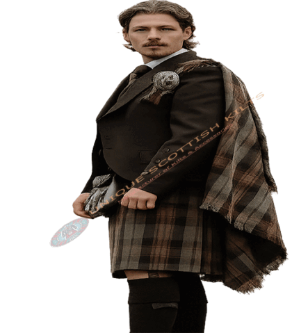 Traditional Tartan Kilt Fly Plaid - Hand Fringed - 3 Pcs Deal Fly Plaid With Flashes & Brooch