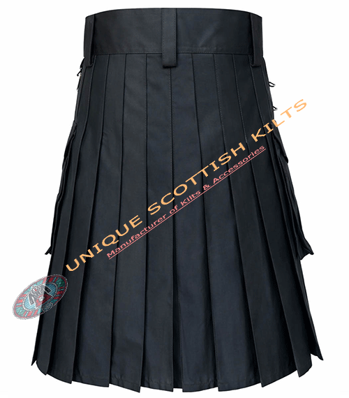 Firefighter Black Cotton Fire Department Utility Kilt - Image 3