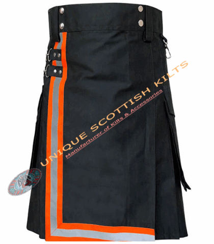 Firefighter Black Cotton Fire Department Utility Kilt