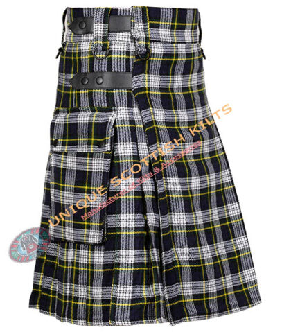 dress gordon tartan utility kilt with adjustable leather straps