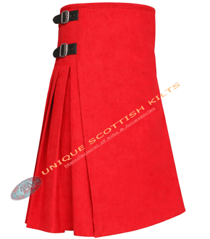 Handmade Traditional 8 Yard Red Wool Kilt
