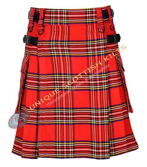 royal stewart tartan utility kilt with adjustable leather straps royal stewart tartan utility kilt with adjustable leather straps