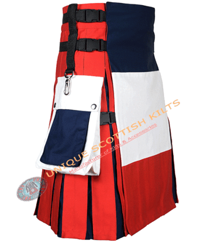France Flag Cotton Utility Kilt
