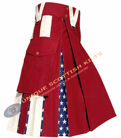 American Flag Hybrid Utility Kilt With Adjustable Snap Buttons