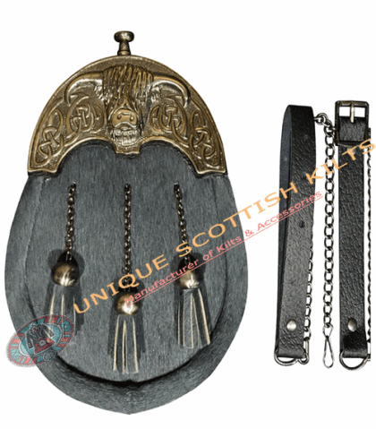 Full Dress Sporran - Highland Cow Cantle Scottish Sporran With Chain Strap
