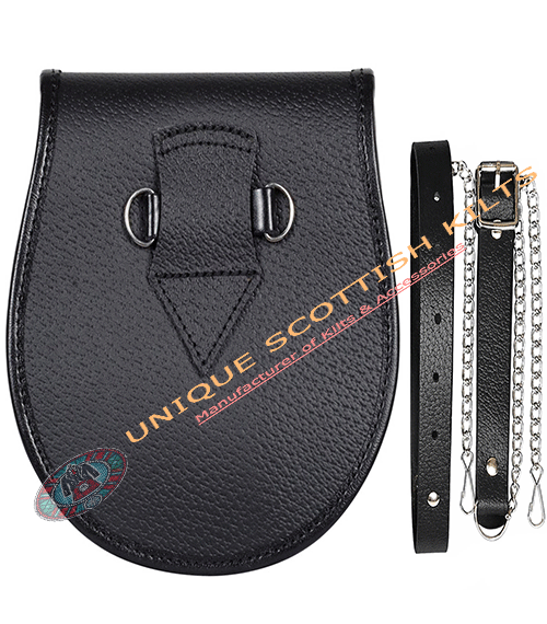 Scottish Kilt Semi Dress Sporran Grey Goat Skin Real Leather - Image 4