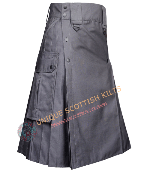 Grey Tactical Style Cotton Utility kilt