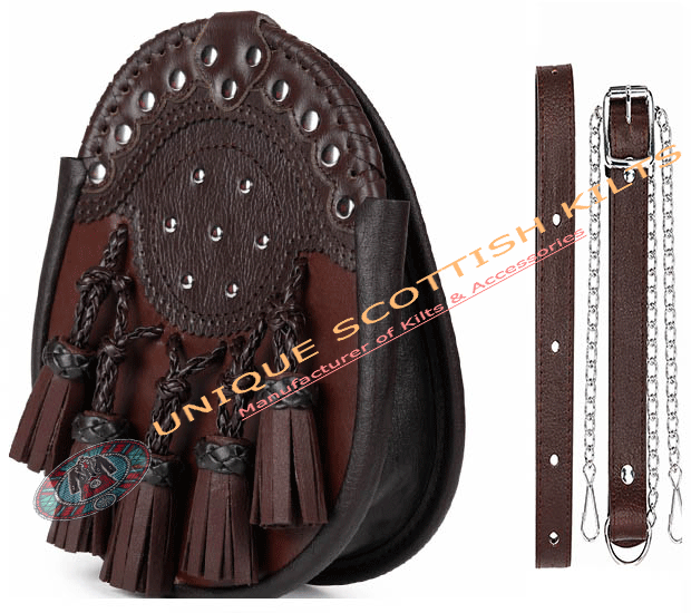 Scottish Highland Full Dress Hunting Sporran with Chain & Strap - Image 2