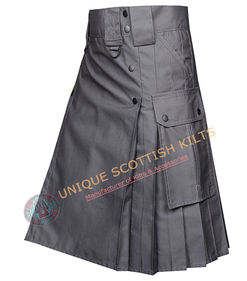Grey Tactical Style Cotton Utility kilt - Image 3