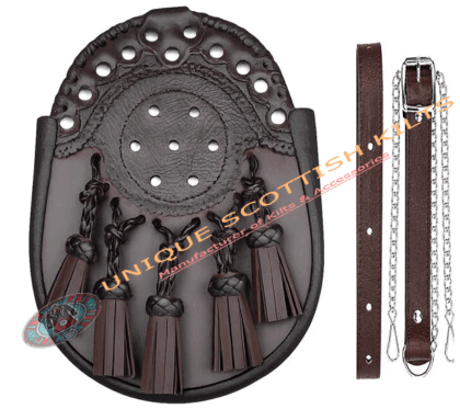 Scottish Highland Full Dress Hunting Sporran with Chain & Strap