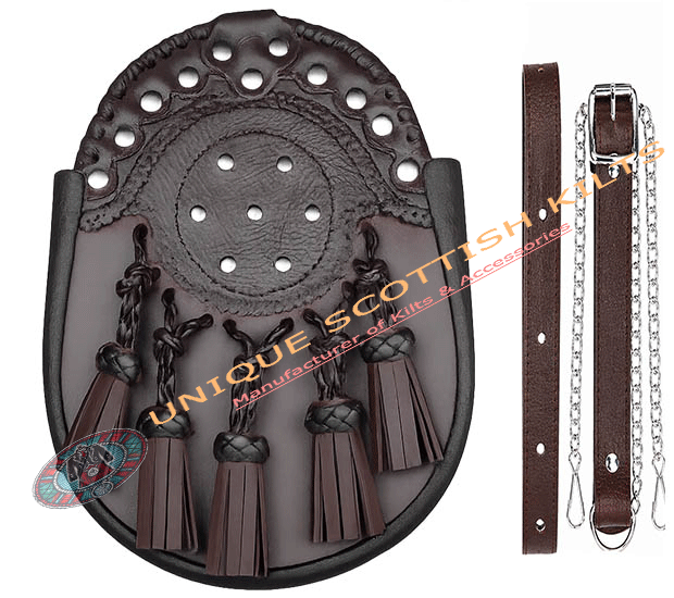 Scottish Highland Full Dress Hunting Sporran with Chain & Strap