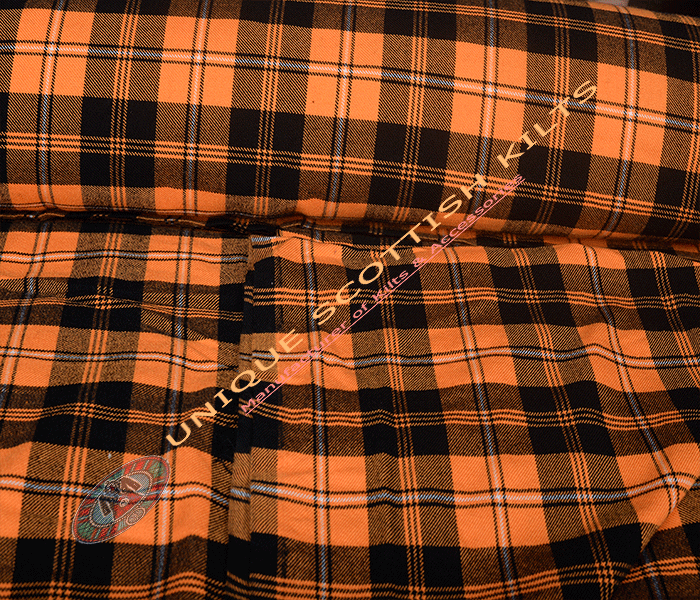 Johnston Orange Black Tartan Fabric - Running Yards - 16 Oz Weight, 54 inches Width - Image 4