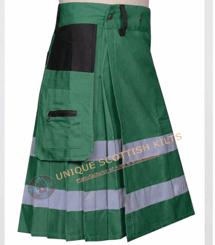 Handmade Firefighter Green Cotton Fire Department Utility Kilt
