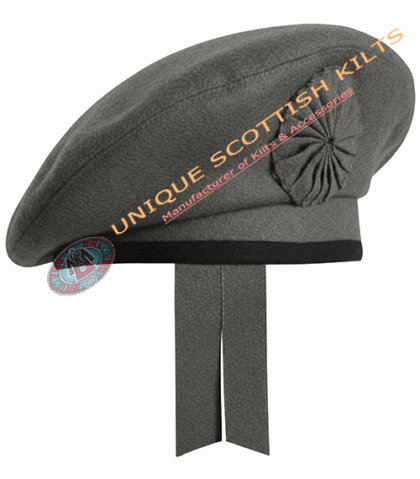 Scottish Irish Caubeen Beret Grey Hat - 100% Wool Irish Military Bonnet Hat